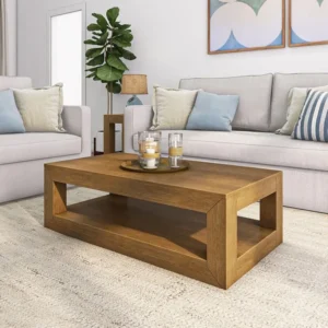Modern Wooden Coffee Table with Open Storage