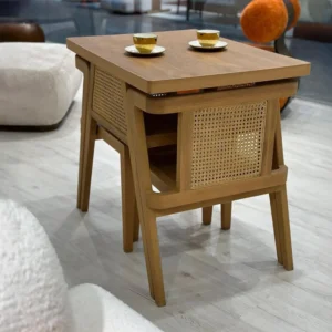 Cane Panel Nesting Side Table